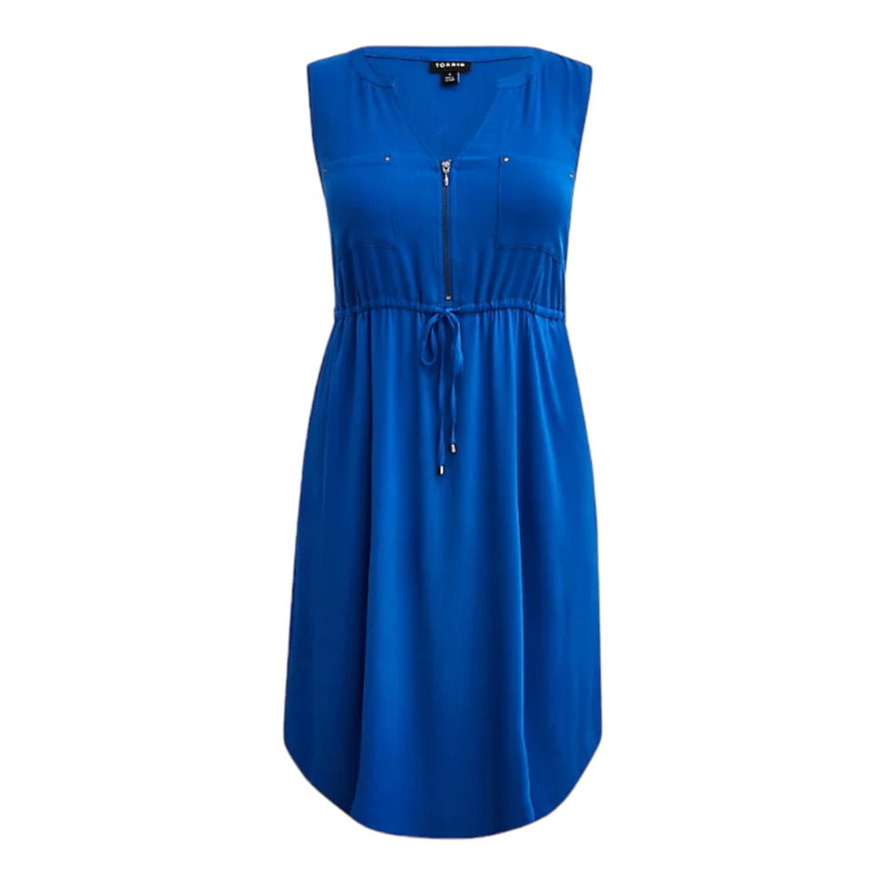 Torrid NWT Mini Textured Rayon Shirt Dress Zip Front Tie Waist Sleeveless 6X - Picture 5 of 9